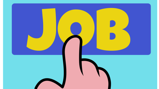 Grafik mit dem Zeigefinger auf dem Wort JOB